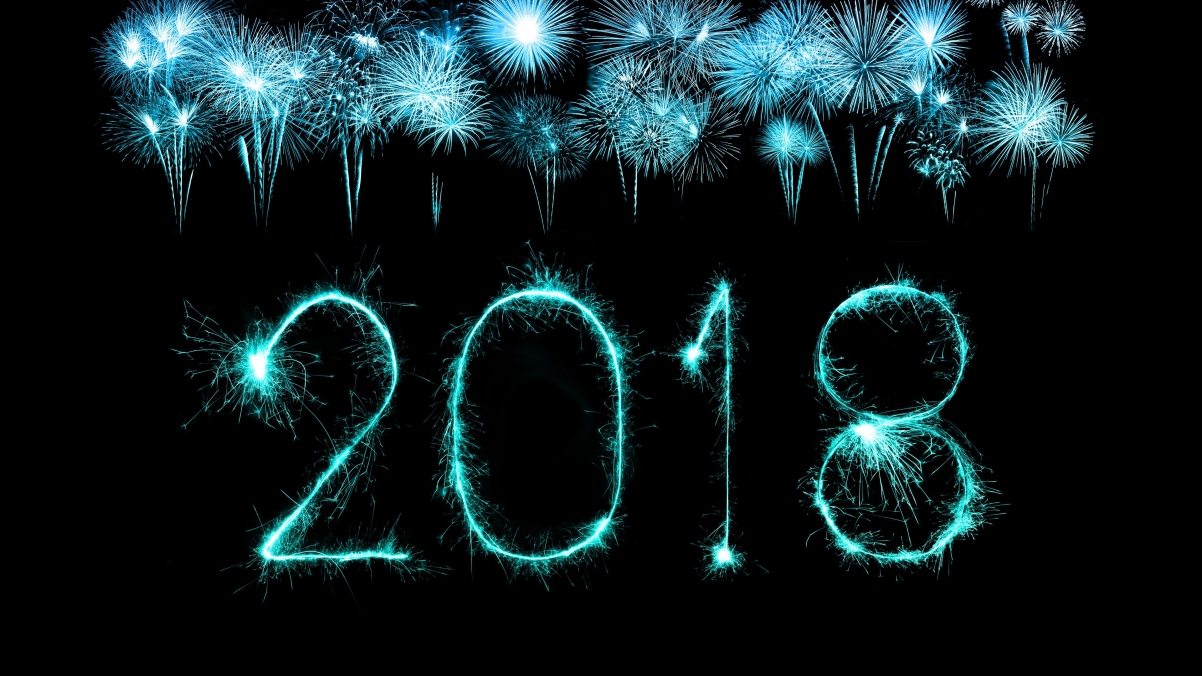 2018 new year fireworks night sky