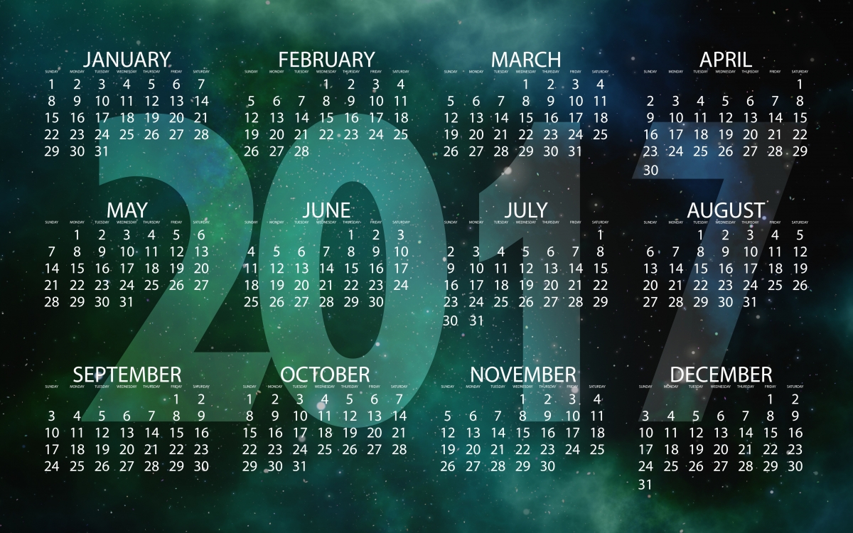 January-December 2017 Annual Calendar